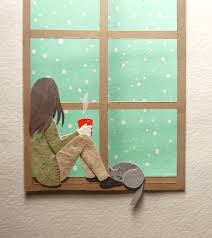 Introvert girl in window sill
